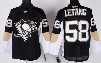 Pittsburgh Penguins #58 Kris Letang Black Kids Jersey