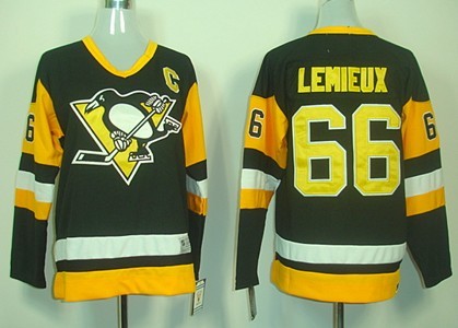 Pittsburgh Penguins #66 Mario Lemieux Black Throwback CCM Kids Jersey 