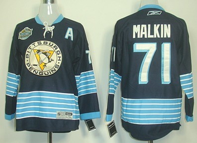 Pittsburgh Penguins #71 Evgeni Malkin Navy Blue Third Kids Jersey