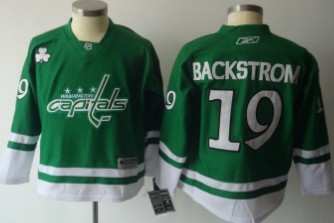 Washington Capitals #19 Nicklas Backstrom St. Patrick's Day Green Kids Jersey