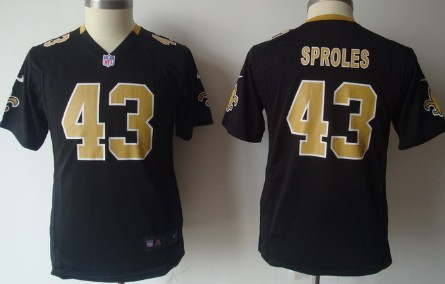 Nike New Orleans Saints #43 Darren Sproles Black Game Kids Jersey