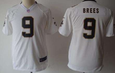 Nike New Orleans Saints #9 Drew Brees White Game Kids Jersey 