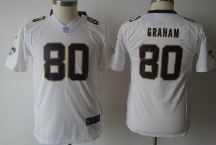 Nike New Orleans Saints #80 Jimmy Graham White Game Kids Jersey 