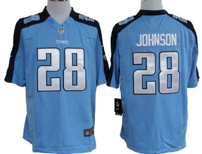 Nike Tennessee Titans #28 Chris Johnson Light Blue Game Jersey 