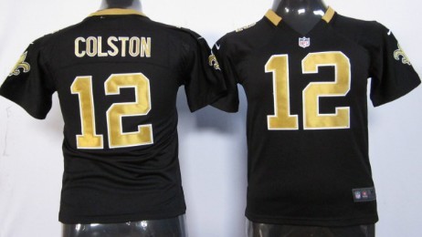 Nike New Orleans Saints #12 Marques Colston Black Game Kids Jersey 