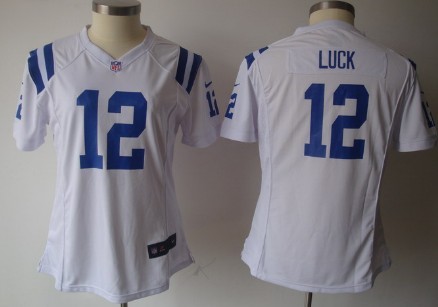 Nike Indianapolis Colts #12 Andrew Luck White Game Womens Jersey