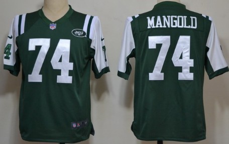 Nike New York Jets #74 Nick Mangold Green Game Jersey 