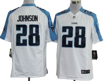 Nike Tennessee Titans #28 Chris Johnson White Game Jersey 