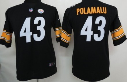 Nike Pittsburgh Steelers #43 Troy Polamalu Black Game Kids Jersey