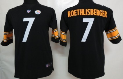 Nike Pittsburgh Steelers #7 Ben Roethlisberger Black Game Kids Jersey
