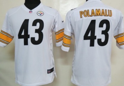Nike Pittsburgh Steelers #43 Troy Polamalu White Game Kids Jersey