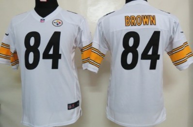 Nike Pittsburgh Steelers #84 Antonio Brown White Game Kids Jersey 