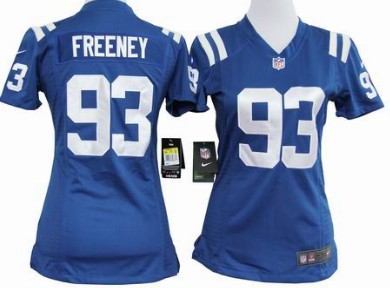 Nike Indianapolis Colts #93 Dwight Freeney Blue Game Womens Jersey