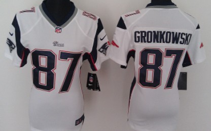 Nike New England Patriots #87 Rob Gronkowski White Game Womens Jersey