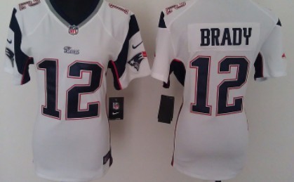 Nike New England Patriots #12 Tom Brady White Game Womens Jersey