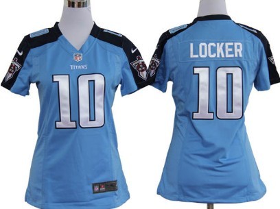 Nike Tennessee Titans #10 Jake Locker Light Blue Game Womens Jersey