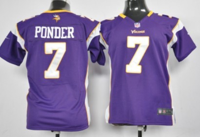 Nike Minnesota Vikings #7 Christian Ponder Purple Game Kids Jersey 