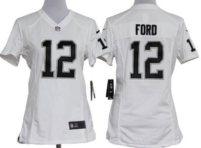 Nike Oakland Raiders #12 Jacoby Ford White Game Womens Jersey