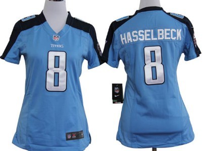 Nike Tennessee Titans #8 Matt Hasselbeck Light Blue Game Womens Jersey