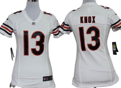 Nike Chicago Bears #13 Johnny Knox White Game Womens Jersey