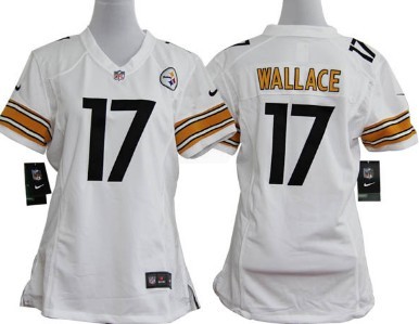 Nike Pittsburgh Steelers #17 Mike Wallace White Game Womens Jersey