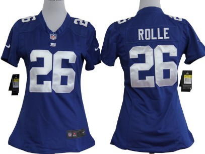 Nike New York Giants #26 Antrel Rolle Blue Game Womens Jersey