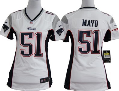 Nike New England Patriots #51 Jerod Mayo White Game Womens Jersey