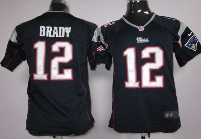 Nike New England Patriots #12 Tom Brady Blue Game Kids Jersey 