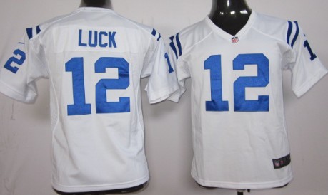 Nike Indianapolis Colts #12 Andrew Luck White Game Kids Jersey 
