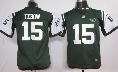 Nike New York Jets #15 Tim Tebow Green Game Kids Jersey 