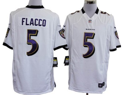 Nike Baltimore Ravens #5 Joe Flacco White Game Jersey 