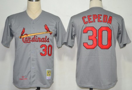 St. Louis Cardinals #30 Orlando Cepeda 1967 Gray Wool Throwback Jersey 