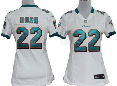 Nike Miami Dolphins #22 Reggie Bush White Game Womens Jersey