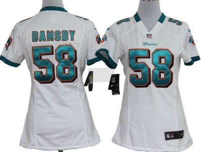 Nike Miami Dolphins #58 Karlos Dansby White Game Womens Jersey