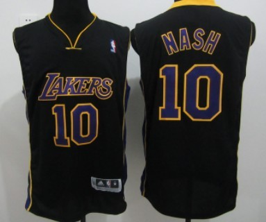 Los Angeles Lakers #10 Steve Nash Black With Purple Swingman Jersey