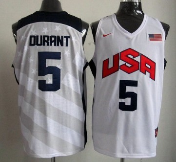 2012 Olympics Team USA #5 Kevin Durant Revolution 30 Swingman White Jersey