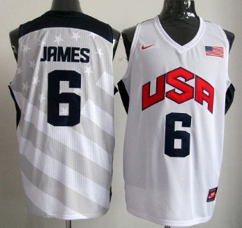 2012 Olympics Team USA #6 LeBron James Revolution 30 Swingman White Jersey