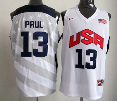 2012 Olympics Team USA #13 Chris Paul Revolution 30 Swingman White Jersey