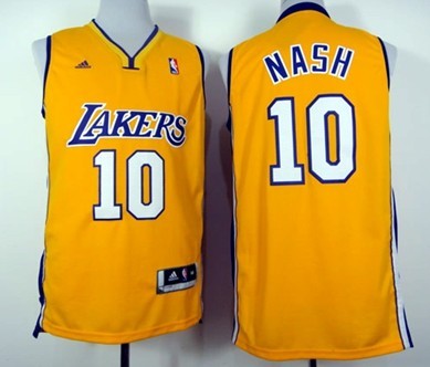Los Angeles Lakers #10 Steve Nash Revolution 30 Swingman Yellow Jersey 