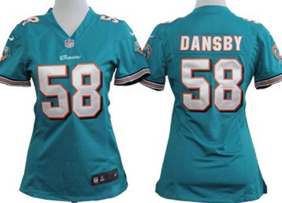 Nike Miami Dolphins #58 Karlos Dansby Green Game Womens Jersey