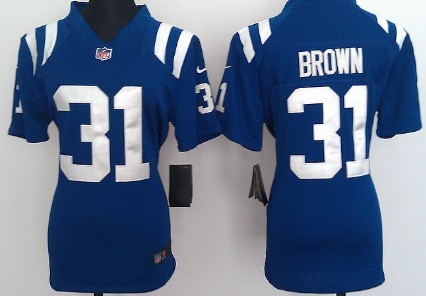 Nike Indianapolis Colts #31 Donald Brown Blue Game Womens Jersey
