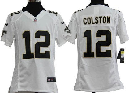 Nike New Orleans Saints #12 Marques Colston White Game Kids Jersey 
