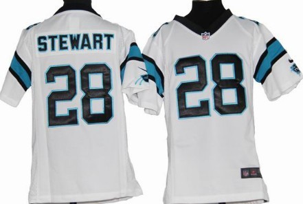 Nike Carolina Panthers #28 Jonathan Stewart White Game Kids Jersey