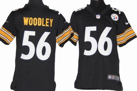 Nike Pittsburgh Steelers #56 LaMarr Woodley Black Game Kids Jersey 