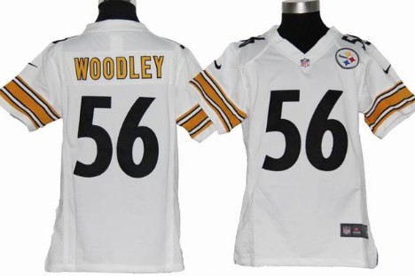 Nike Pittsburgh Steelers #56 LaMarr Woodley White Game Kids Jersey 