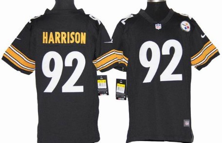 Nike Pittsburgh Steelers #92 James Harrison Black Game Kids Jersey 