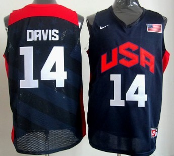 2012 Olympics Team USA #14 Anthony Davis Revolution 30 Swingman Blue Jersey 