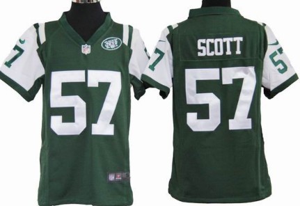 Nike New York Jets #57 Bart Scott Green Game Kids Jersey 