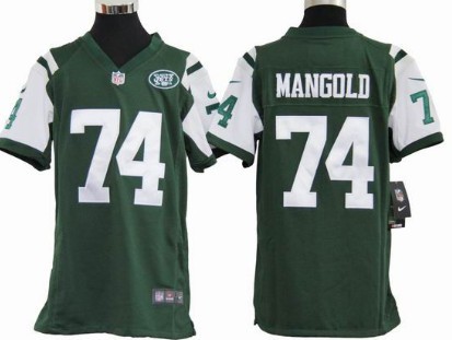 Nike New York Jets #74 Nick Mangold Green Game Kids Jersey 