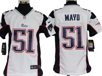 Nike New England Patriots #51 Jerod Mayo White Game Kids Jersey 